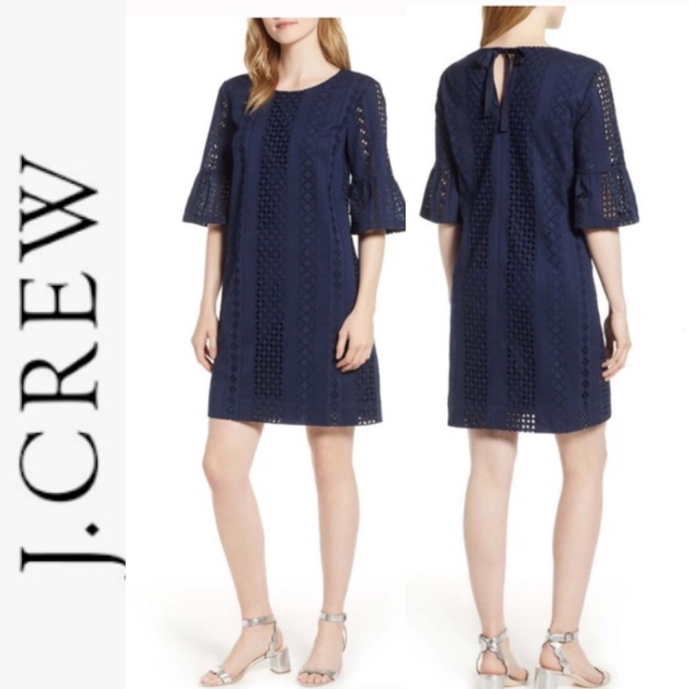 NWT J. Crew Flutter Sleeve Eyelet Black Dress